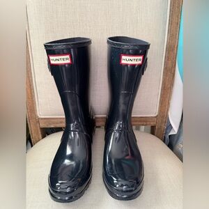 Hunter Boots Original Short Gloss Navy Blue Short Wellies Women’s U.S. Size 8